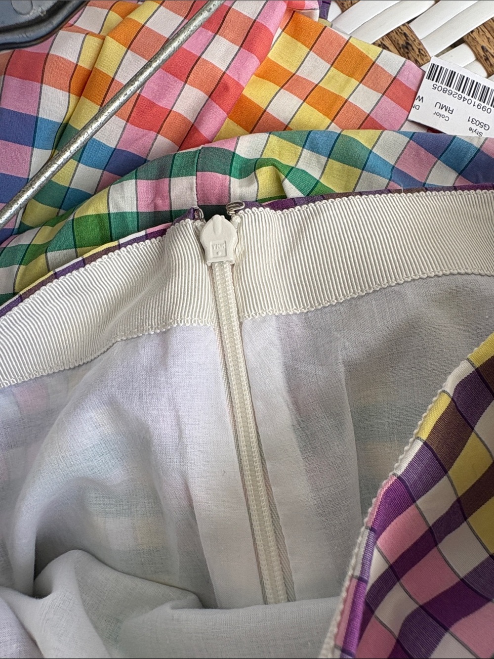 J. Crew Pink, Purple, Green Plaid A-Line Skirt NWT - Picture 3 of 6